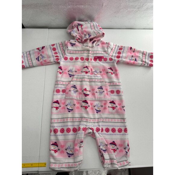 Set Of 3 Carters Baby Girl Holiday-Themed Sleepers 6M Pink Fleece Cotton Footed - Picture 5 of 10